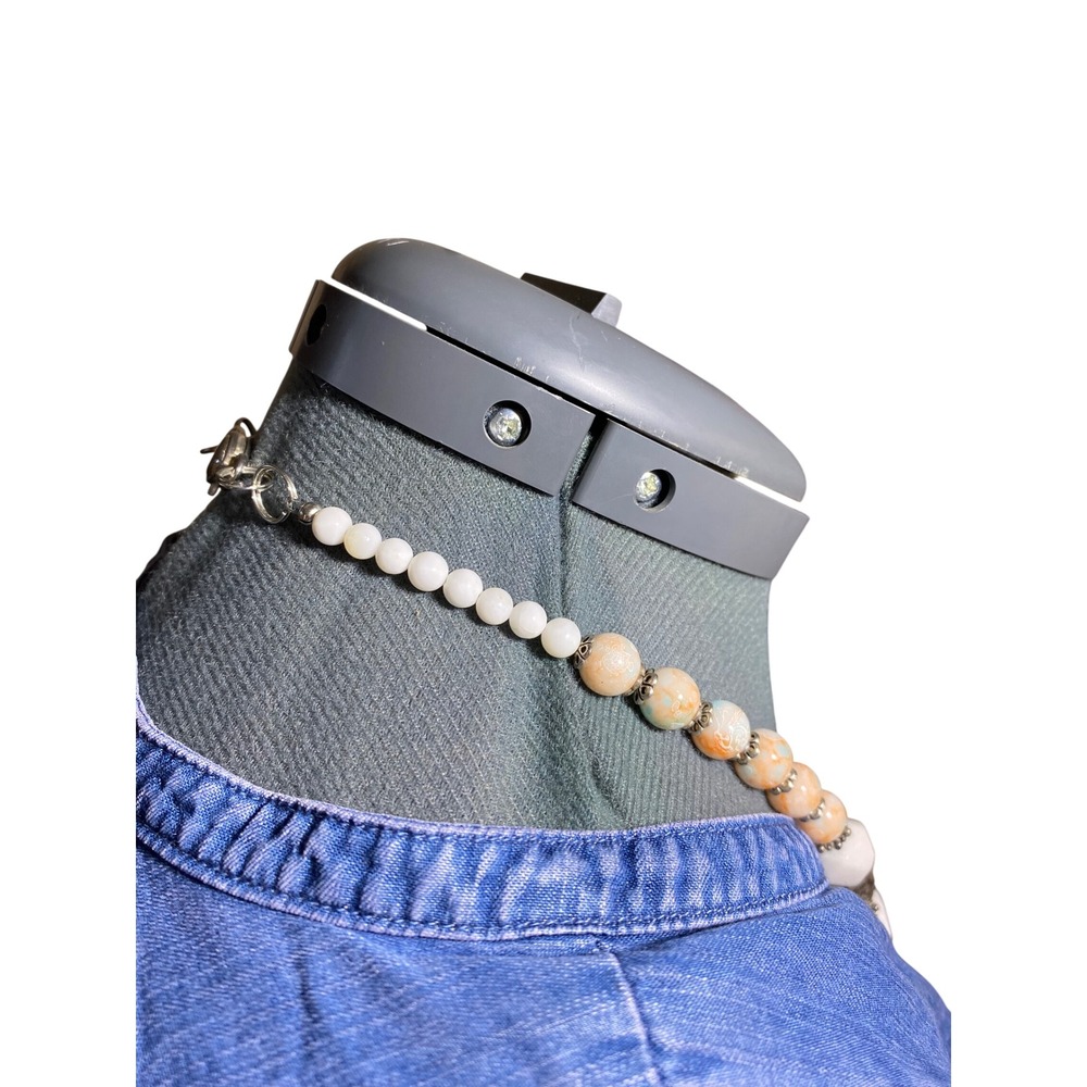 925 Sterling Silver Amazonite Pendant Beaded Statement Necklace Boho Artisan - Picture 5 of 7